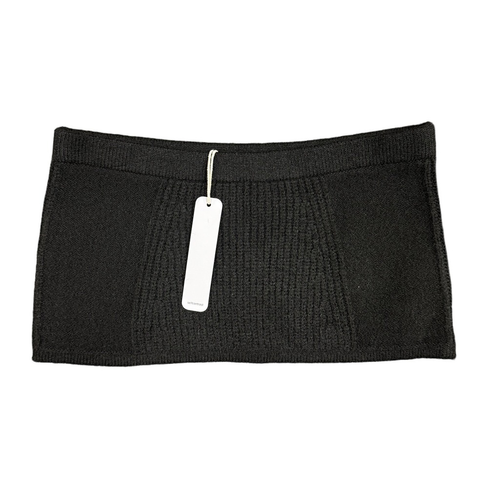 Self Contrast Black Ribbed Knit Mini Skirt Tube Top Size Large NWOT